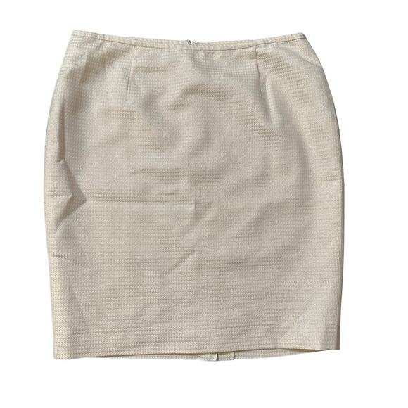 Calvin Klein cream & gold houndstooth pencil skirt size 10P - Picture 1 of 9